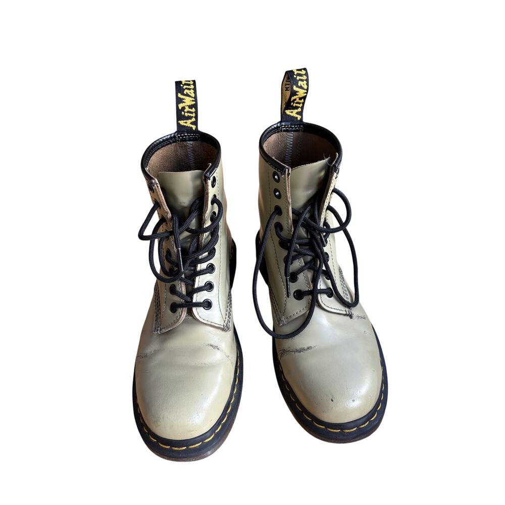Dr. Martens AirWair Light Green Leather Boots M 8 - Picture 2 of 9